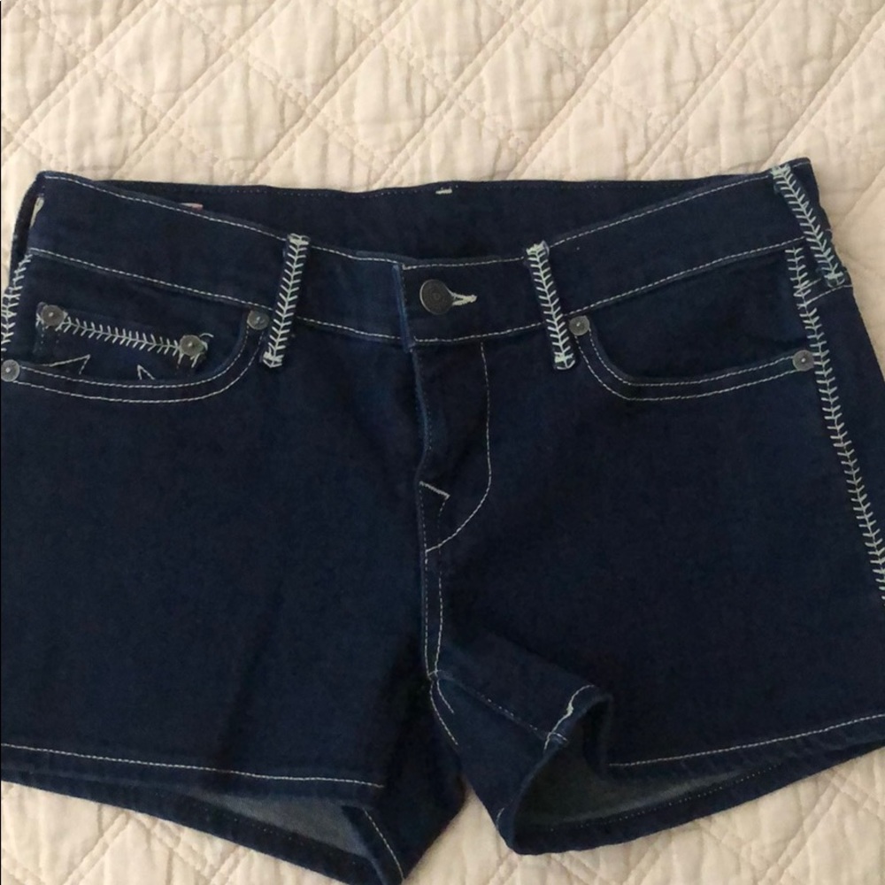 True religion baseball stitch 27 jean shorts